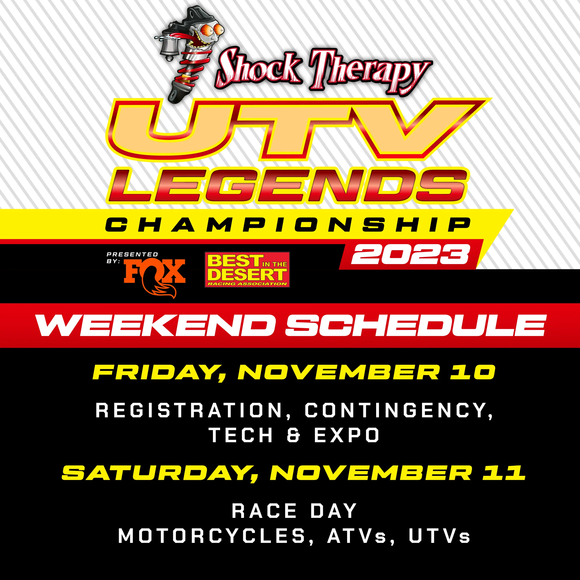 UTV Legends weekend schedule